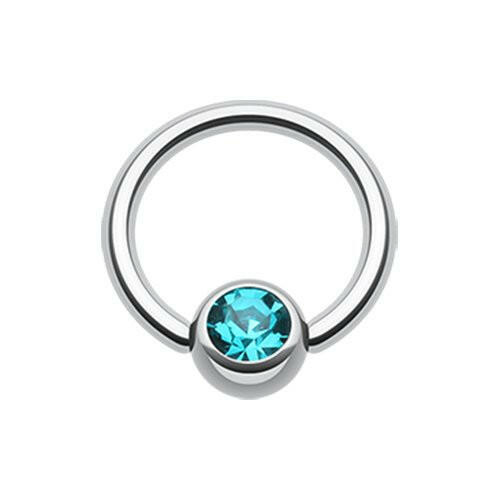 Gem Ball Steel Captive Bead Ring Captive Bead Impulse Piercings 3/8" (10mm) 3/16" (5mm) Teal