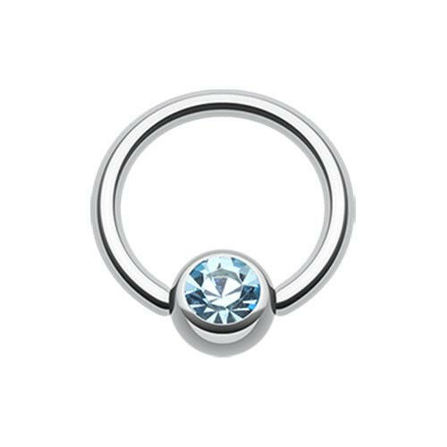 Gem Ball Steel Captive Bead Ring Captive Bead Impulse Piercings 3/8" (10mm) 3/16" (5mm) Aqua