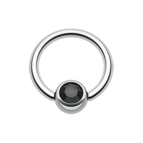 Gem Ball Steel Captive Bead Ring Captive Bead Impulse Piercings 3/8" (10mm) 3/16" (5mm) Black