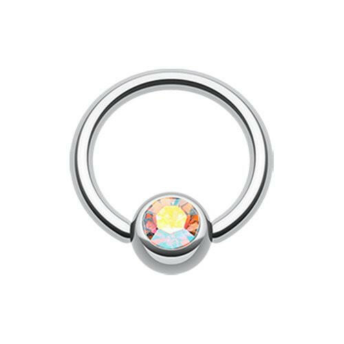 Gem Ball Steel Captive Bead Ring Captive Bead Impulse Piercings 3/8" (10mm) 3/16" (5mm) Aurora Borealis