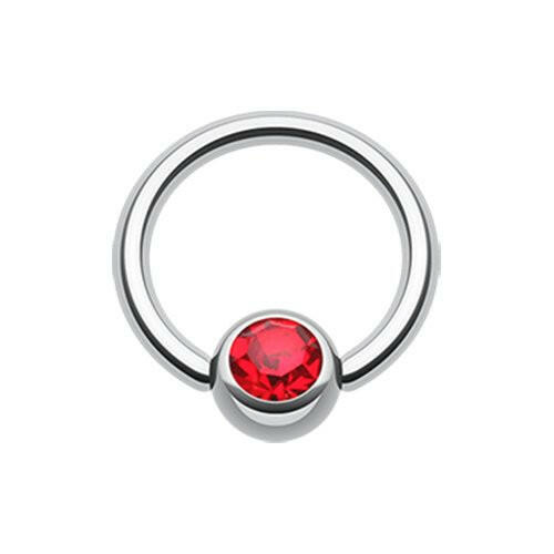 Gem Ball Steel Captive Bead Ring Captive Bead Impulse Piercings 3/8" (10mm) 3/16" (5mm) Red