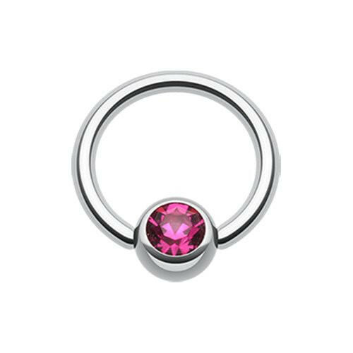 Gem Ball Steel Captive Bead Ring Captive Bead Impulse Piercings 3/8" (10mm) 3/16" (5mm) Fuchsia