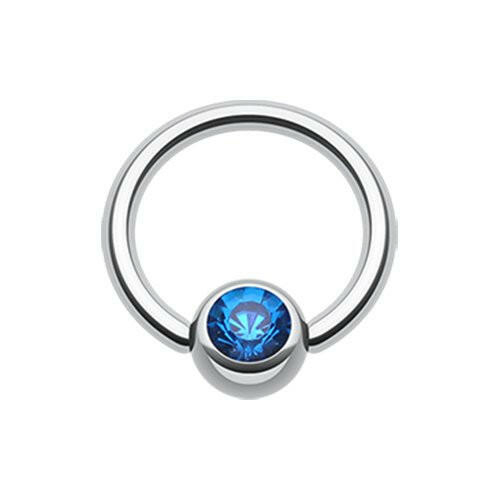 Gem Ball Steel Captive Bead Ring Captive Bead Impulse Piercings 3/8" (10mm) 3/16" (5mm) Blue