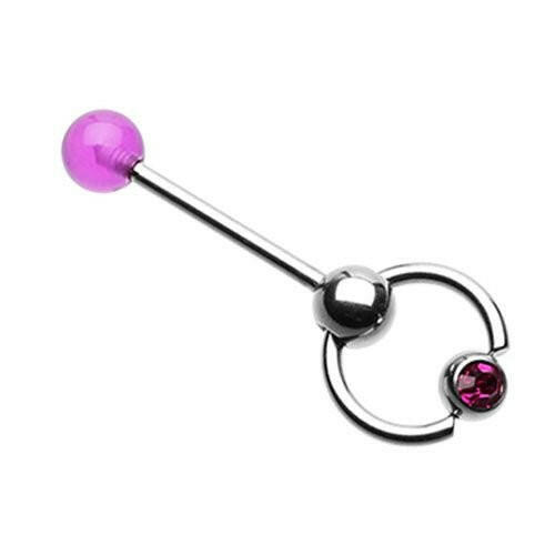 Gem Ball Top Slave Barbell Ring Barbell Impulse Piercings Purple