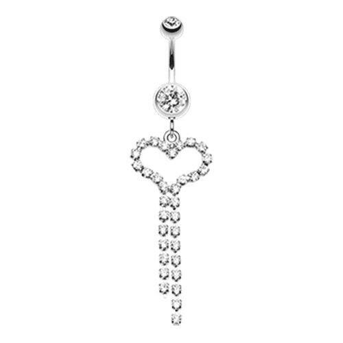 Gem Encrested Heart Belly Button Ring Navel Ring Impulse Piercings Clear