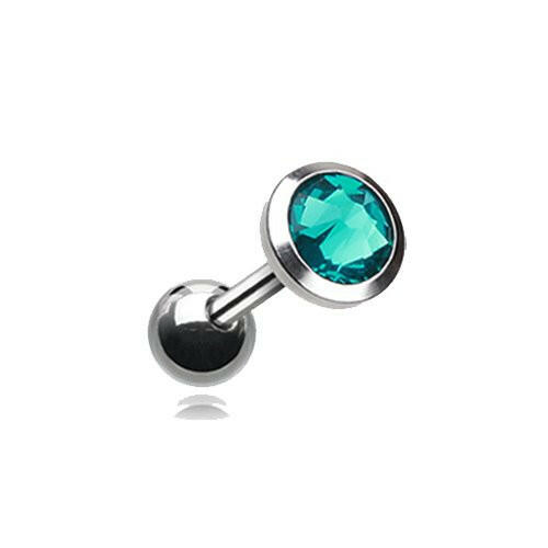 Gem Sparkle Cartilage Tragus Earring Cartilage Earring Impulse Piercings 1/8" (3mm) Teal