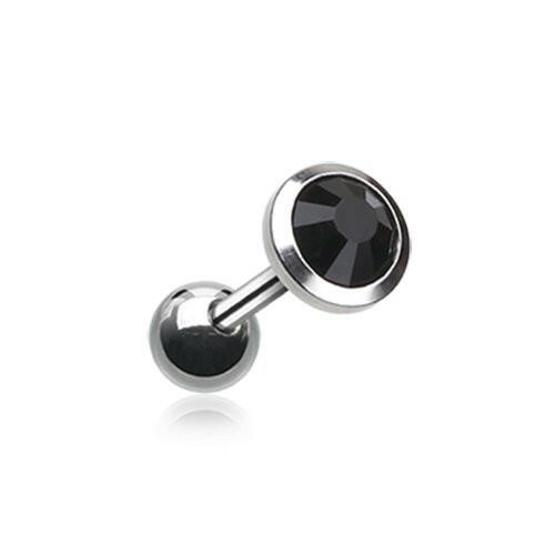 Gem Sparkle Cartilage Tragus Earring Cartilage Earring Impulse Piercings 1/8" (3mm) Black