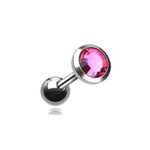 Gem Sparkle Cartilage Tragus Earring Cartilage Earring Impulse Piercings 1/8" (3mm) Fuchsia