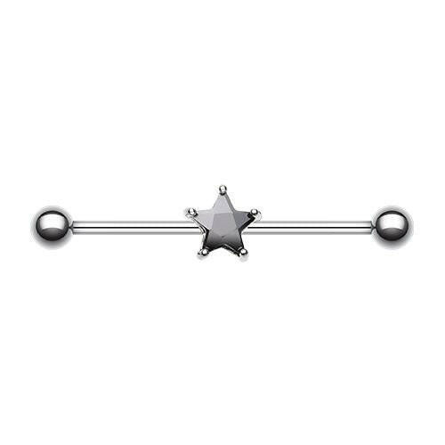 Gem Star Industrial Barbell Industrial Barbell Impulse Piercings 1-1/4" (32mm) Black