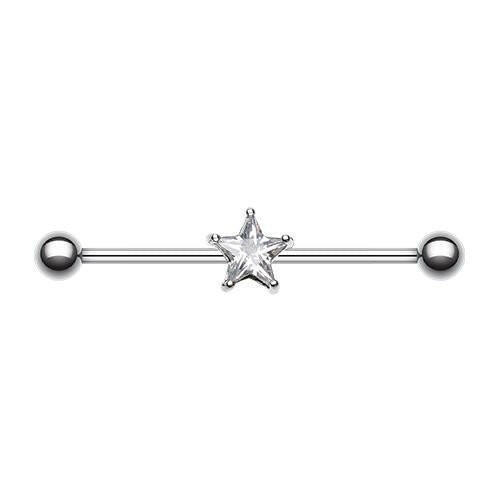 Gem Star Industrial Barbell Industrial Barbell Impulse Piercings 1-1/4" (32mm) Clear