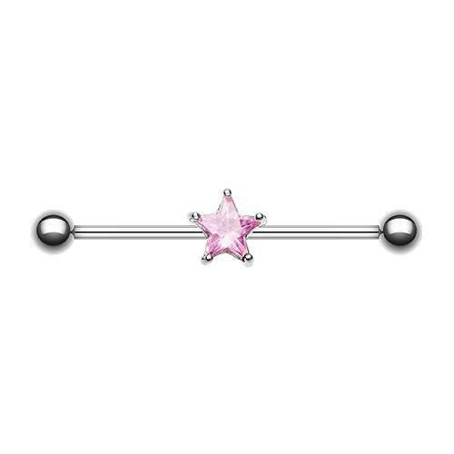 Gem Star Industrial Barbell Industrial Barbell Impulse Piercings 1-1/4" (32mm) Pink