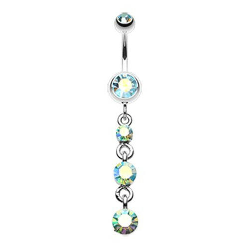 Gems Galore Belly Button Ring Navel Ring Impulse Piercings Aqua/Aurora Borealis