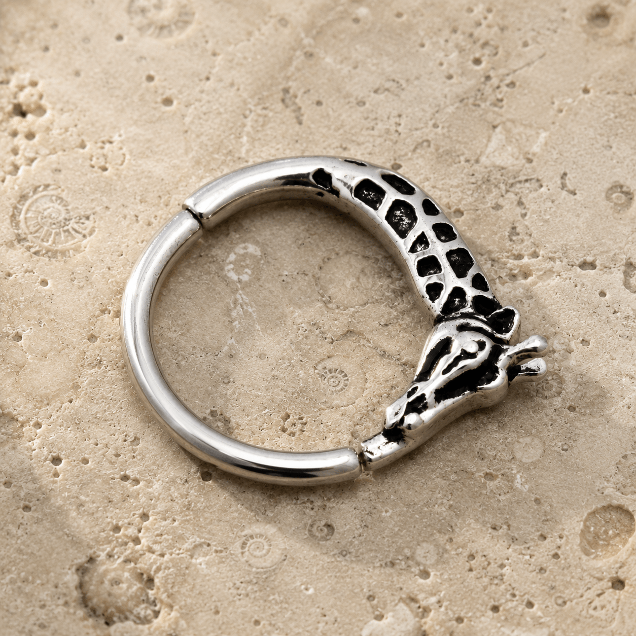 Stainless Steel Giraffe Silver Plated Seamless Ring / Cartilage Earring - Skin Metals