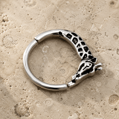 Stainless Steel Giraffe Silver Plated Seamless Ring / Cartilage Earring - Skin Metals