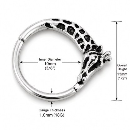 Stainless Steel Giraffe Silver Plated Seamless Ring / Cartilage Earring - Skin Metals
