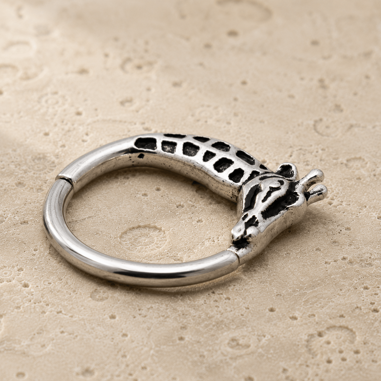 Stainless Steel Giraffe Silver Plated Seamless Ring / Cartilage Earring - Skin Metals