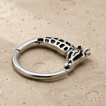 Stainless Steel Giraffe Silver Plated Seamless Ring / Cartilage Earring - Skin Metals