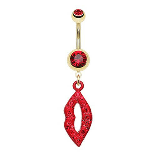 Glamour Lip Sparkle Belly Button Ring Navel Ring Impulse Piercings Red