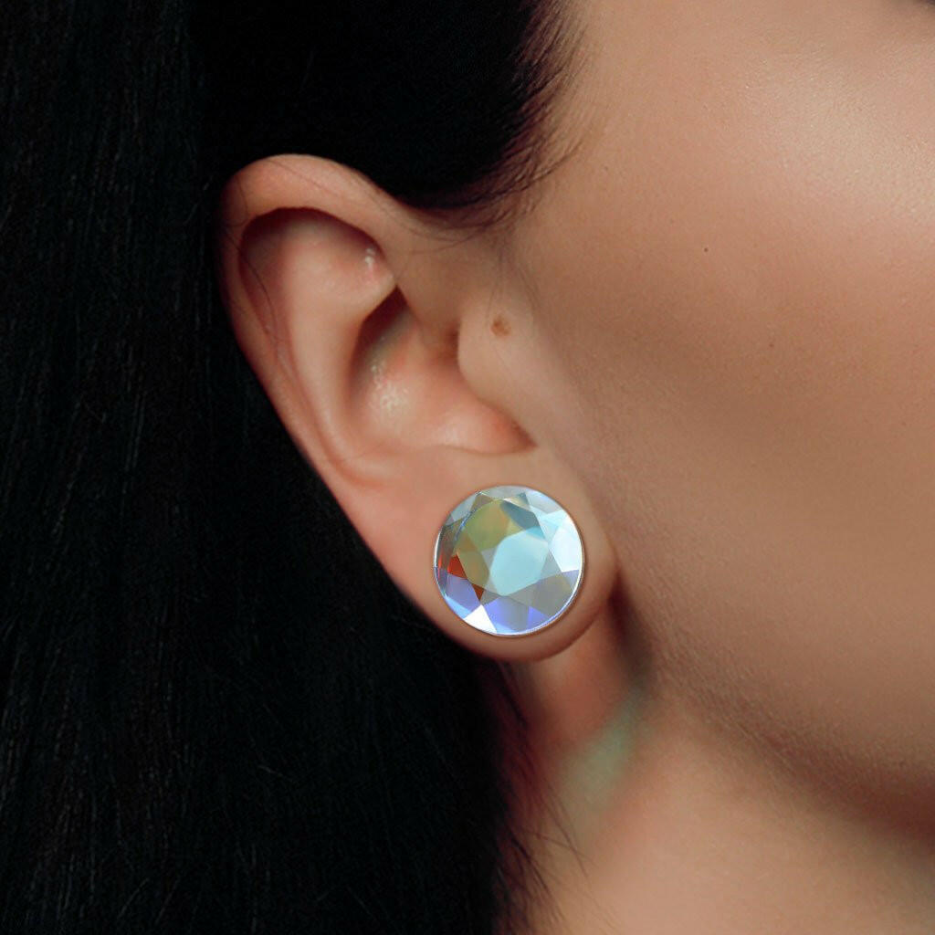 Glass Iridescent Faceted Double Flare Plugs Plugs Impulse Piercings