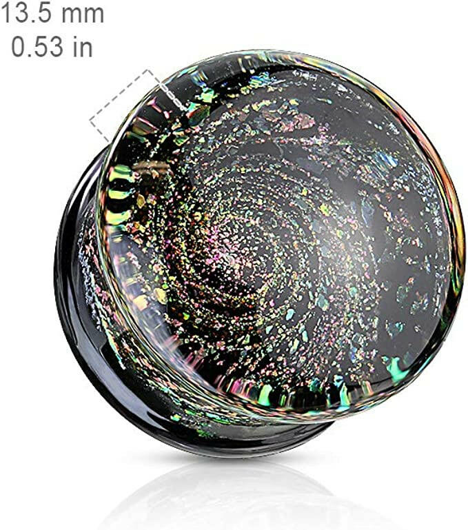 Glass Multi Color Sparkle Galaxy Double Flared Plugs Plugs Impulse Piercings