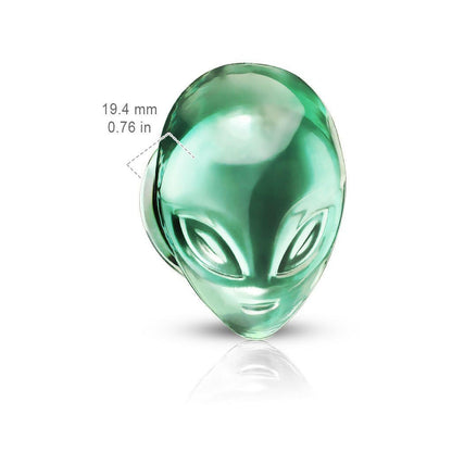 Glass Pyrex Green Alien Face Double Flare Plugs Plugs Impulse Piercings