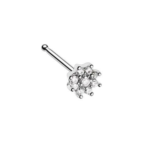 Gleaming CZ Flower Nose Stud Ring Nose Ring Impulse Piercings