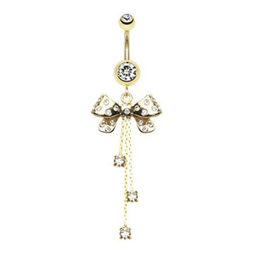 Glistening Bow-Tie Multi-Gem Belly Button Ring Navel Ring Impulse Piercings