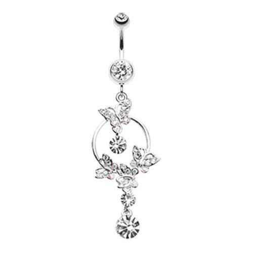 Glistening Butterfly Garden Belly Button Ring Navel Ring Impulse Piercings Clear