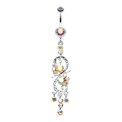 Glistening Chandelier Belly Button Ring Navel Ring Impulse Piercings Aurora Borealis