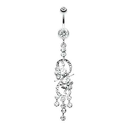 Glistening Chandelier Belly Button Ring Navel Ring Impulse Piercings Clear