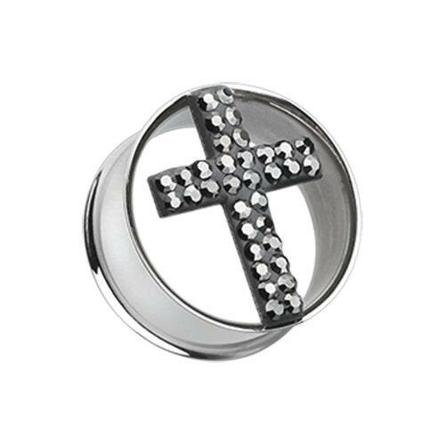 Glistening Cross Multi-Sprinkle Dot Tunnel Ear Gauge Plug Earrings Plug Earrings Impulse Piercings 2 GA (6.5mm)