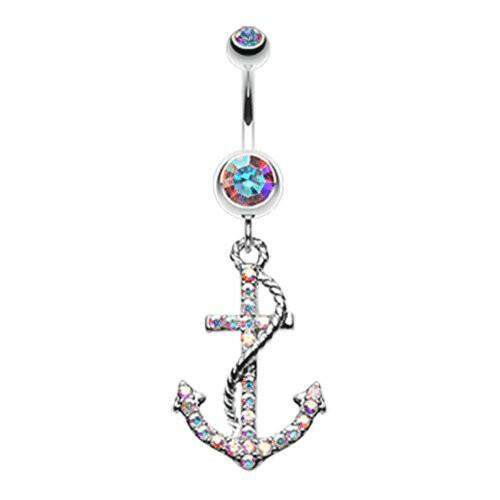 Glistening Gem Anchor Dock Belly Button Ring Navel Ring Impulse Piercings Aurora Borealis