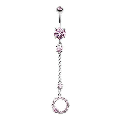 Glistening Karma Loop Cubic Zirconia Belly Button Ring Navel Ring Impulse Piercings Pink