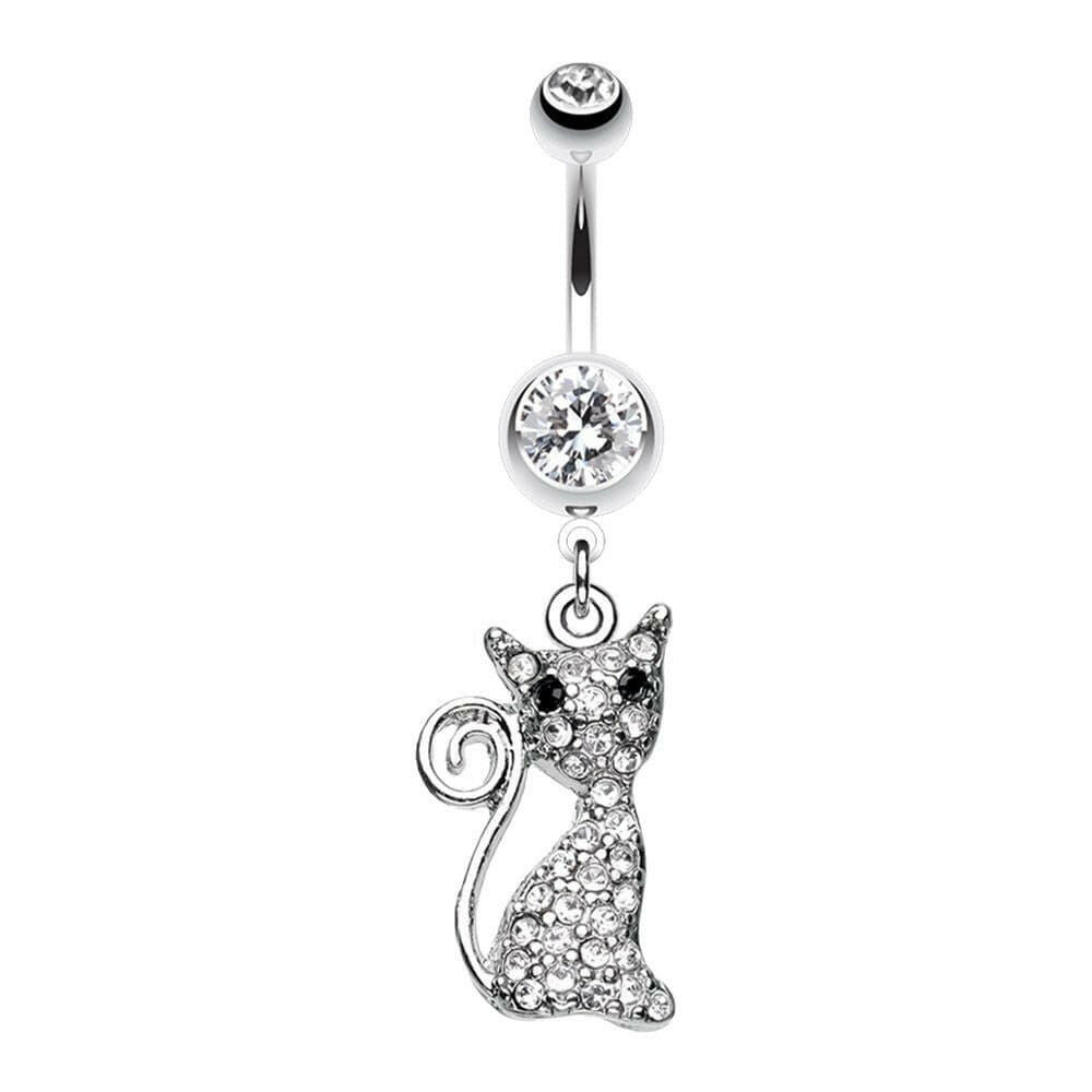 Glistening Kitty Cat Belly Button Ring Navel Ring Impulse Piercings