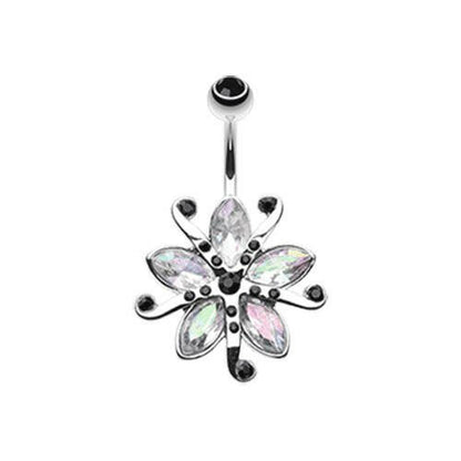 Glistening Lily Blossome Flower Belly Button Ring Navel Ring Impulse Piercings