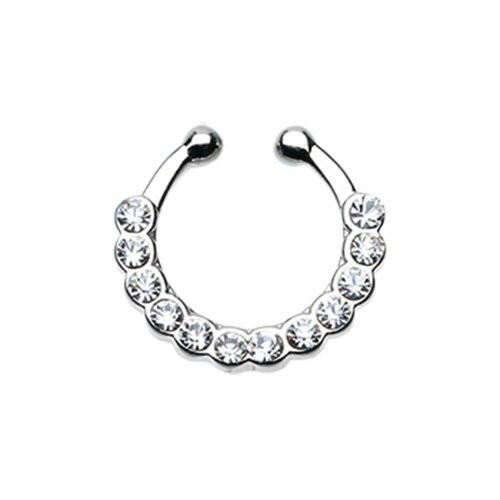 Glistening Multi-Gem Fake Septum Clip-On Ring Fake Septum Ring Impulse Piercings