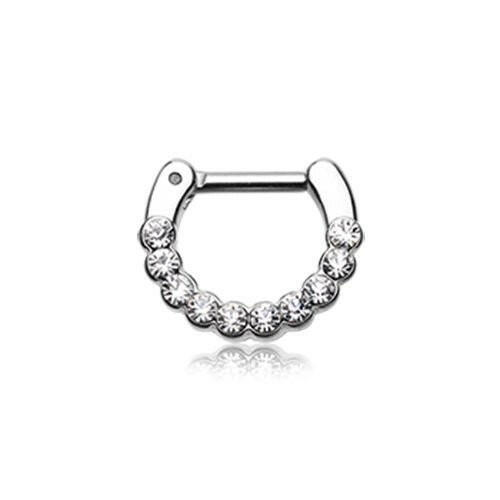 Glistening Multi-Gem Septum Clicker Septum Ring Impulse Piercings 16 GA (1.2mm) 1/4" (6mm)