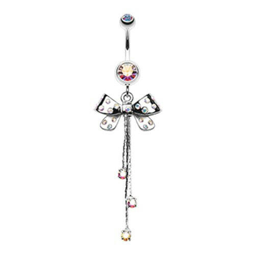 Glistening Polka Dots Bow-Tie Belly Button Ring Navel Ring Impulse Piercings Aurora Borealis