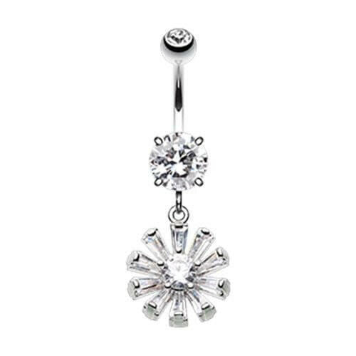 Glistening Rising Sun Cubic Zirconia Belly Button Ring Navel Ring Impulse Piercings