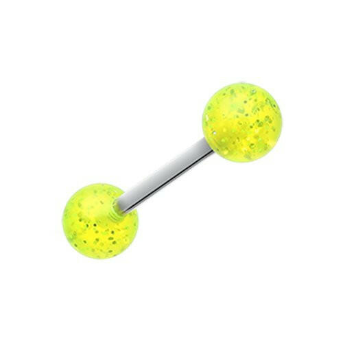 Glitter Ball UV Acrylic Barbell Tongue Ring Barbell Impulse Piercings Green