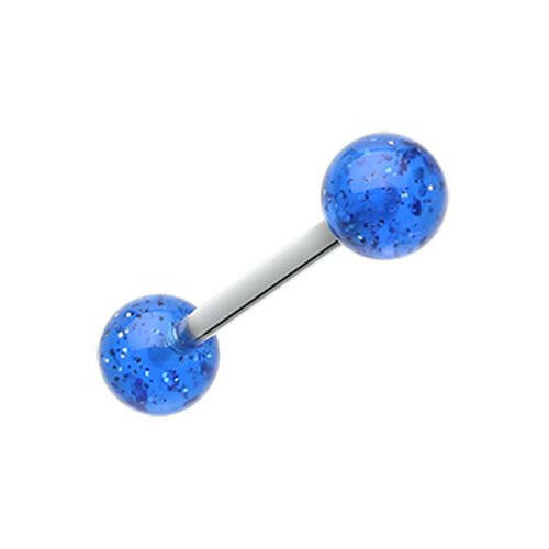 Glitter Ball UV Acrylic Barbell Tongue Ring Barbell Impulse Piercings Blue