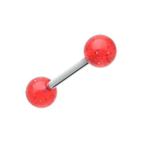 Glitter Ball UV Acrylic Barbell Tongue Ring Barbell Impulse Piercings Red