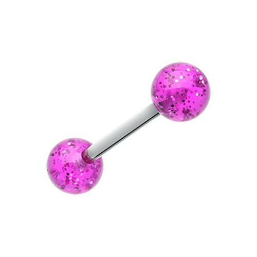 Glitter Ball UV Acrylic Barbell Tongue Ring Barbell Impulse Piercings Purple