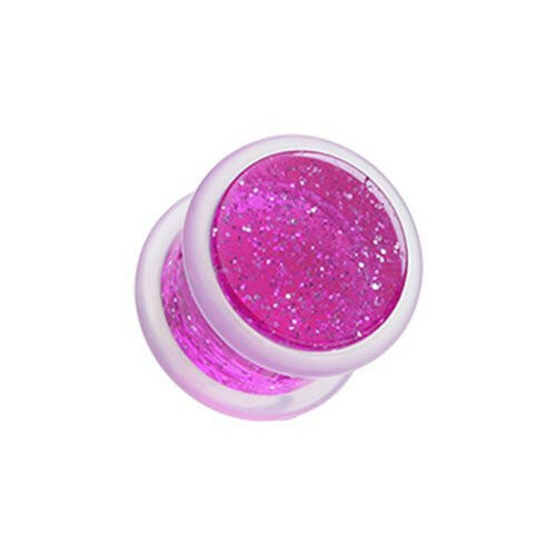 Glitter Shimmer Acrylic Ear Gauge Plug Earrings Plug Earrings Impulse Piercings 10 GA (2.4mm) Purple