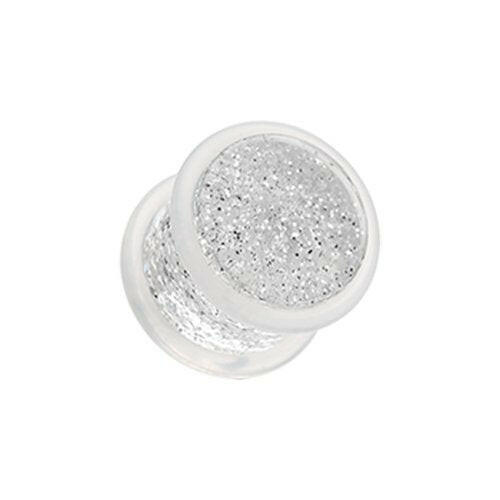 Glitter Shimmer Acrylic Ear Gauge Plug Earrings Plug Earrings Impulse Piercings 10 GA (2.4mm) Clear