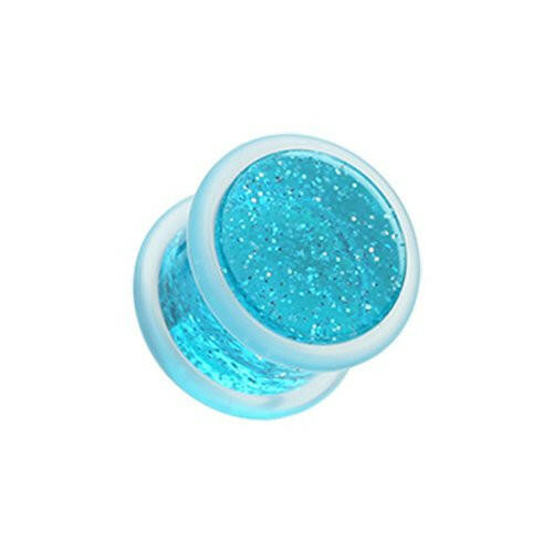 Glitter Shimmer Acrylic Ear Gauge Plug Earrings Plug Earrings Impulse Piercings 10 GA (2.4mm) Blue