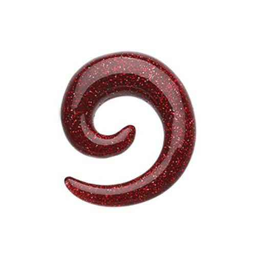 Glitter Shimmer Acrylic Ear Gauge Spiral Hanging Taper Tapers Impulse Piercings 8 GA (3.2mm) Red