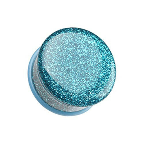 Glitter Shimmer Single Flared Ear Gauge Plug Earrings Plug Earrings Impulse Piercings 2 GA (6.5mm) Teal