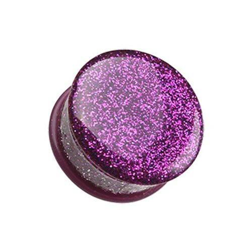 Glitter Shimmer Single Flared Ear Gauge Plug Earrings Plug Earrings Impulse Piercings 2 GA (6.5mm) Purple