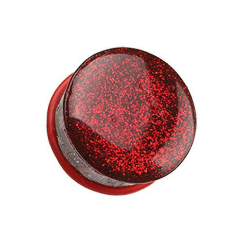 Glitter Shimmer Single Flared Ear Gauge Plug Earrings Plug Earrings Impulse Piercings 2 GA (6.5mm) Red